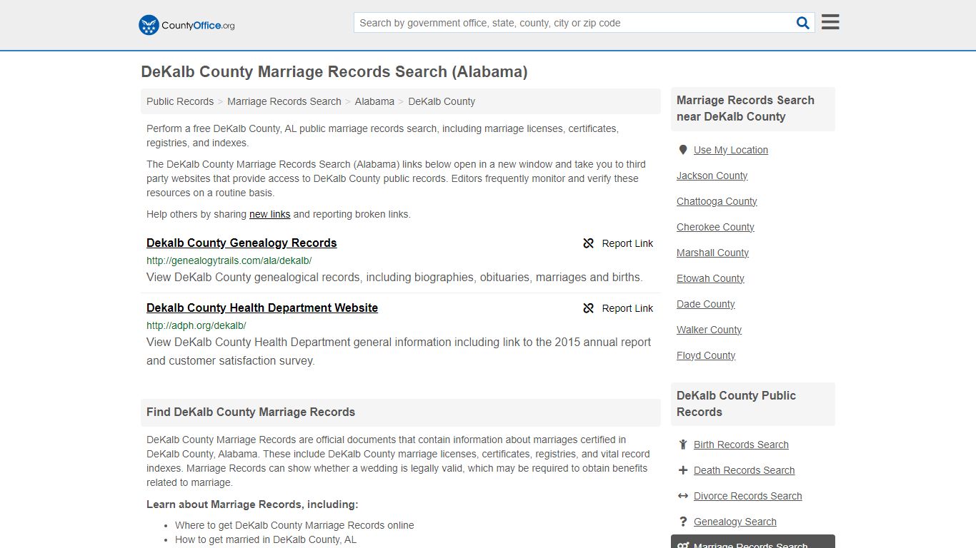 DeKalb County Marriage Records Search (Alabama) - County Office